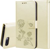 Rose reliÃ«f horizontale flip PU lederen tas voor Huawei Honor 10 Lite, met houder en kaartsleuven en portemonnee (goud)