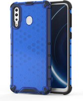 Schokbestendige honingraat pc + tpu case voor Galaxy M30 (blauw)