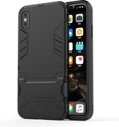 PC + TPU schokbestendige beschermhoes met houder voor iPhone XS Max (zwart)