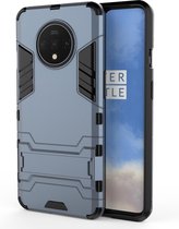 Voor OnePlus 7T schokbestendige pc + TPU beschermhoes met houder (marineblauw)