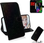 Voor LG G8 ThinQ Effen kleur Kleurrijke magnetische gesp Horizontale flip PU lederen tas met houder en kaartsleuven & portemonnee en draagkoord (zwart)