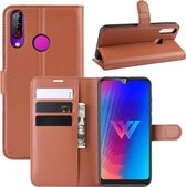 Litchi Texture horizontale flip lederen tas voor LG W30, met portemonnee en houder en kaartsleuven (bruin)