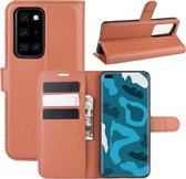 Voor Huawei P40 Pro Litchi Texture Horizontal Flip beschermhoes met houder & kaartsleuven & portemonnee (bruin)