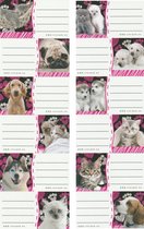 Cuties Schooletiketten met Honden en Poezen | Kaft labels | 12 stuks