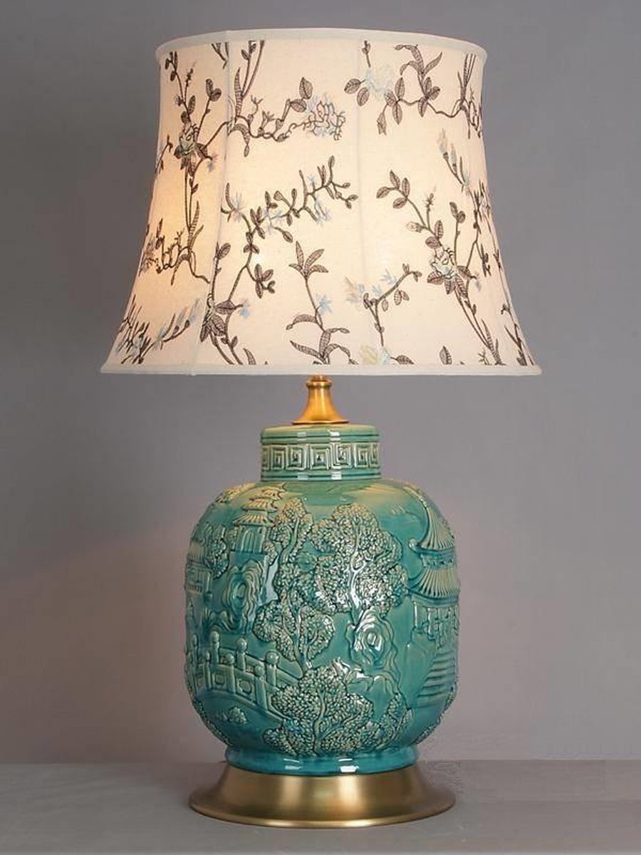 Fine Asianliving Chinese Tafellamp Porselein Turquoise Dorp