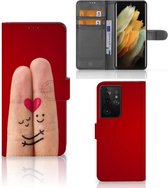 GSM Hoesje Geschikt voor Samsung Galaxy S21 Ultra Wallet Book Case Cadeau voor Vrouw Liefde