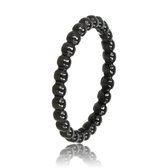 My Bendel - Zwarte ring met bolletjes - Leuke 2,5 mm bolletjes ring - zwart-  gemaakt van mooi blijvend edelstaal - Met luxe cadeauverpakking