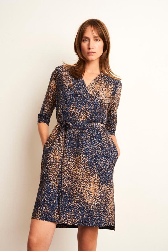 Dames jurk - Luipaard print - Blauw / Beige - Kelly Blue - Jane Lushka | bol