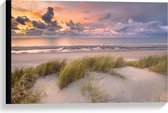 Canvas  - Waaiend Strand - 60x40cm Foto op Canvas Schilderij (Wanddecoratie op Canvas)