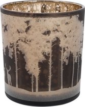 theelichthouder winterland bruin 18x18xH24 cm glas