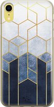 iPhone XR hoesje - Geometrisch fade art - Soft Case Telefoonhoesje - Print - Blauw