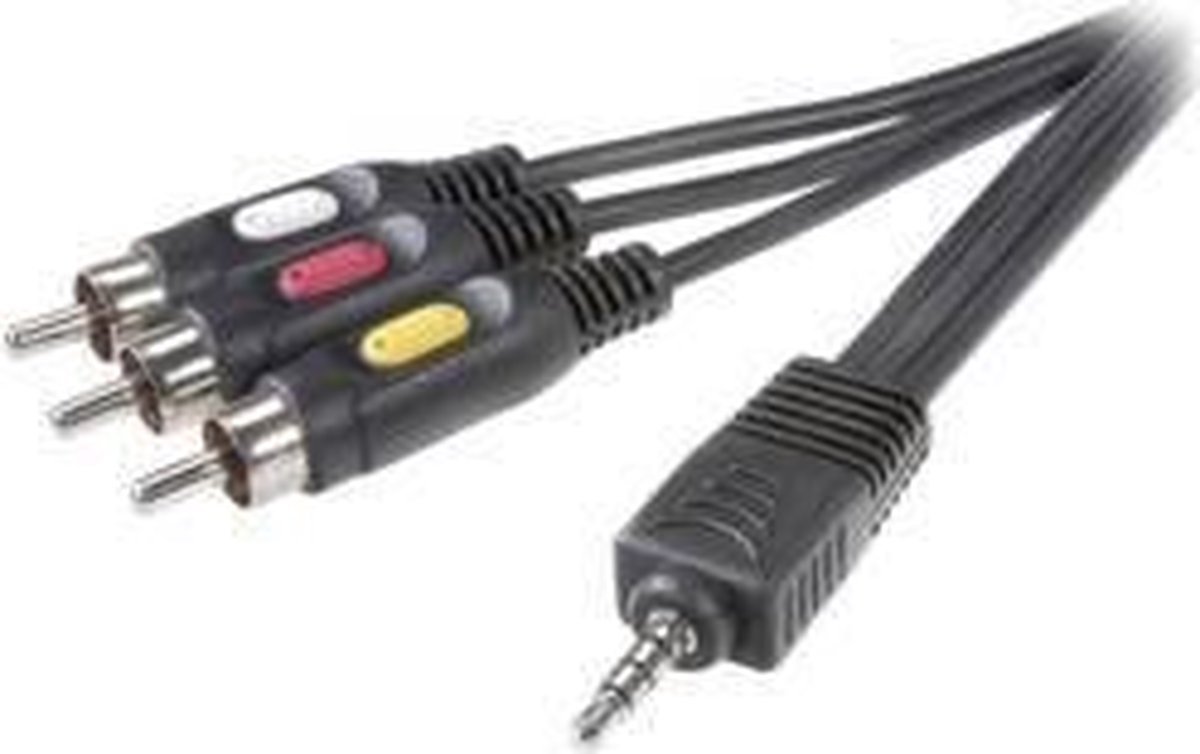 SpeaKa Professional Jackplug / Composite cinch AV Aansluitkabel [1x Jackplug male 3,5 mm - 3x Cinch-stekker] 2 m Zwart