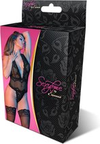 Deep Plunge Halter Teddy - Black - L/X - Lingerie For Her - Body & Teddy