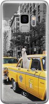 Samsung Galaxy S9 siliconen hoesje - Lama in taxi - Soft Case Telefoonhoesje - Grijs - Print