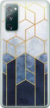 Samsung Galaxy S20 FE siliconen hoesje - Geometrisch fade art - Soft Case Telefoonhoesje - Blauw - Print
