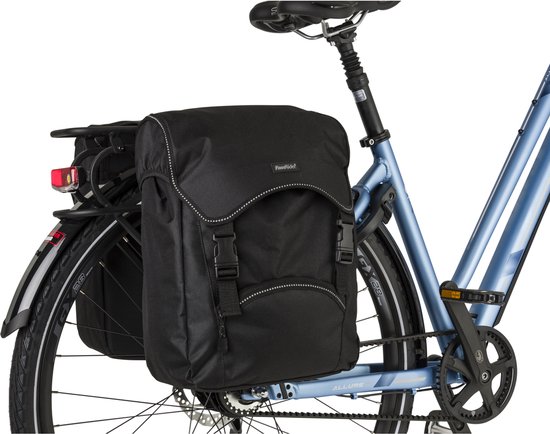 Fastrider Unibag Dubbele Fietstas - Voorzien van uitsparing voor snelbinders en LED verlichting - Waterafstotend - Reflectiestrepen - 28 liter - Zwart van FastRider — afbeelding 5