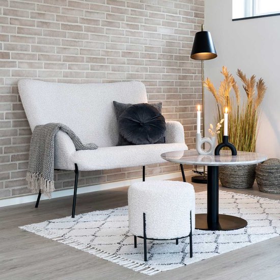 Canapé en peau de mouton Artichok Rosemarie - 2 places - L128 x P73 x H97 cm - Wit