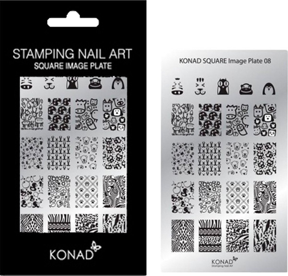 Goedkoopste KONAD Square stempel sjablonen plaat 08 - Dieren & Dierenprint