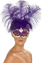 "Venetiaanse masker met veren voor volwassen - Verkleedmasker - One size"