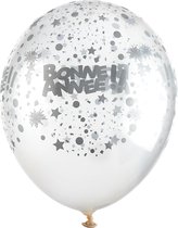 HOBI - 6 doorzichtige ballonnen zilver Bonne Année
