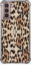 Hippe Hoesje Samsung Galaxy S21 Plus Smartphone hoesje met doorzichtige rand Leopard