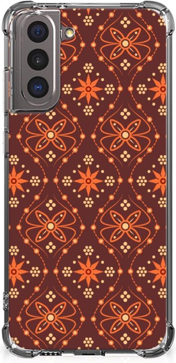 Samsung Galaxy S21 Doorzichtige Silicone Hoesje Batik Brown