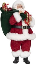Clayre & Eef Kerstdecoratie Beeld Kerstman 14*14*28 cm Rood Kunststof Decoratief Figuur Decoratieve Accessoires Kerstdecoratie voor Binnen