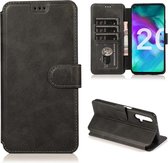 Voor Huawei Honor 20 Kalfs Textuur Magnetische Gesp Horizontale Flip Leren Case met Houder & Kaartsleuven & Portemonnee & Fotolijst (Zwart)