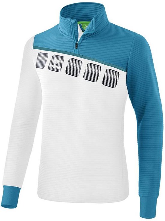 Erima Teamline 5-C Trainingstop Wit-Oriental Blue-Colonial Blue Maat 2XL