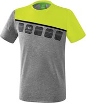 Erima Teamline 5-C T-Shirt Grijs Melange-Lime Pop-Zwart Maat S