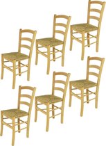 Tommychairs Venice - Eetkamerstoelen - Set van 6 - Naturel - Rotan & Hout