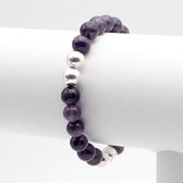 OZZ Silver & Gold - Amethyst 8mm Beads Bracelet - Amethist Armband