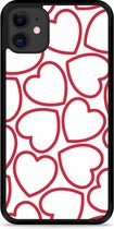 iPhone 11 Hardcase hoesje Hartjes - Designed by Cazy