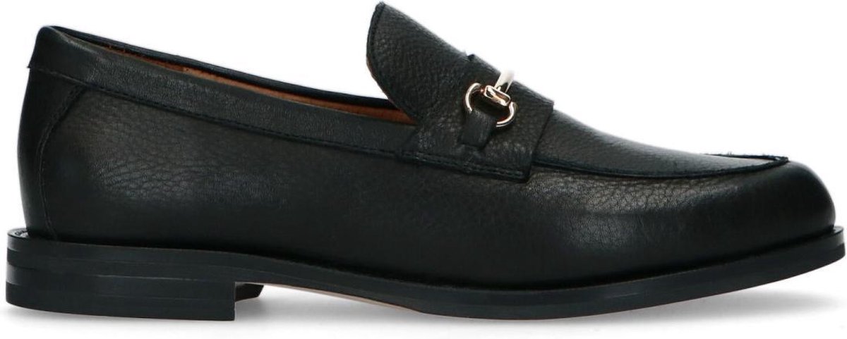 Manfield - Dames - Zwarte leren loafers met goudkleurig detail - Maat 38 |  bol.com