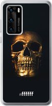 Huawei P40 Hoesje Transparant TPU Case - Gold Skull #ffffff