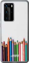 Huawei P40 Pro Hoesje Transparant TPU Case - Pencils #ffffff