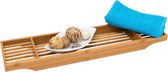 Relaxdays bamboe badrek met 3 vakken - badbrug - houten badplank - zeeprekje