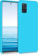 kwmobile telefoonhoesje voor Samsung Galaxy A51 - Hoesje met siliconen coating - Smartphone case in ijsblauw