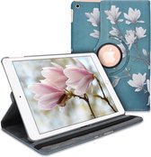 kwmobile hoes voor Apple iPad 10.2 (2019/2020/2021 - 7./8./9. Gen) - 360 graden tablethoes - Magnolia design - taupe / wit / blauwgrijs