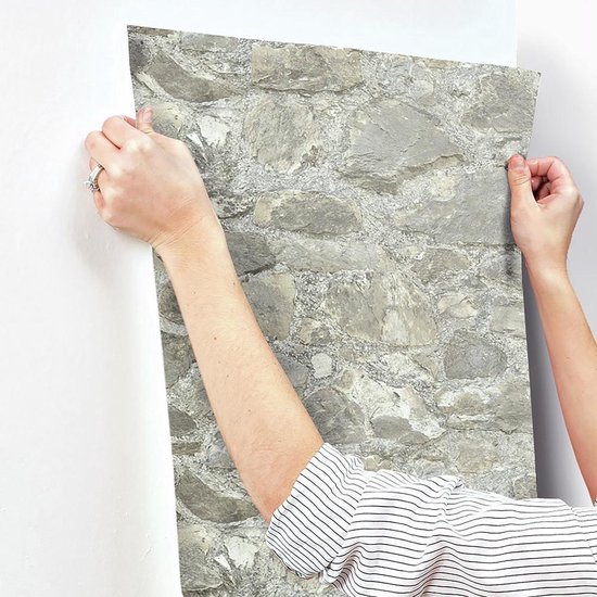 RoomMates Plakbehang verweerd steen grijs RMK9096WP | bol