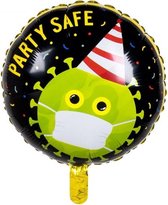 Boland - Folieballon Party Safe - 45 cm - Virus - Mondkapje - Zwart/groen