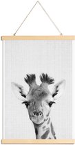 JUNIQE - Posterhanger Giraffe - monochrome foto -40x60 /Grijs & Wit
