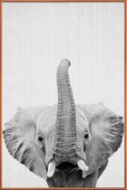 JUNIQE - Poster met kunststof lijst Olifant zwart-wit foto -30x45 /Wit