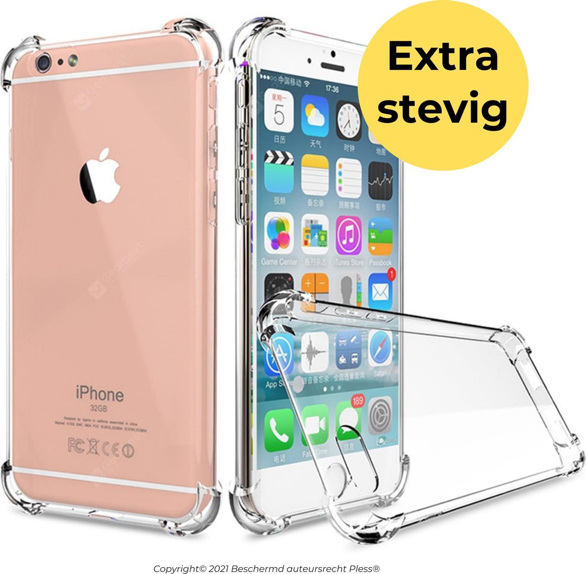 Hoesje iPhone 6 Plus en iPhone 6s Plus - Transparant Shock Proof Case - Pless®
