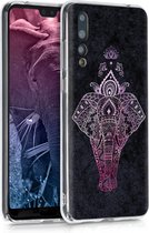 kwmobile telefoonhoesje voor Huawei P20 Pro - Hoesje voor smartphone in roze / antraciet - Olifantentekening design