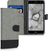 kwmobile telefoonhoesje voor LG X power 3 - Hoesje met pasjeshouder in grijs / zwart - Case met portemonnee