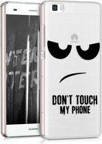 kwmobile telefoonhoesje voor Huawei P8 Lite (2015) - Hoesje voor smartphone in zwart / transparant - Don't Touch My Phone design