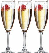 18x Stuks champagneglazen van glas 150 ml - Glazen op voet voor Champagne/bubbels of Cava