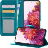 Hoesje Geschikt voor Samsung S20 FE Hoesje Book Case Hoes Wallet Cover - Hoes Geschikt voor Samsung Galaxy S20 FE Hoesje Bookcase Hoes - Turquoise
