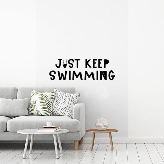 Illustration pour enfants avec une citation 'Continue de nager' sur fond blanc 200x300 cm